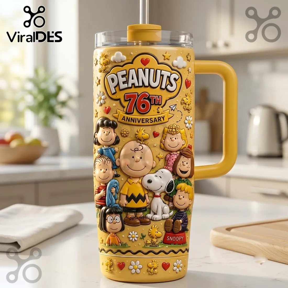 Peanuts 76th Anniversary Yellow Stanley Tumbler Peanuts 76th Anniversary Yellow Stanley Tumbler