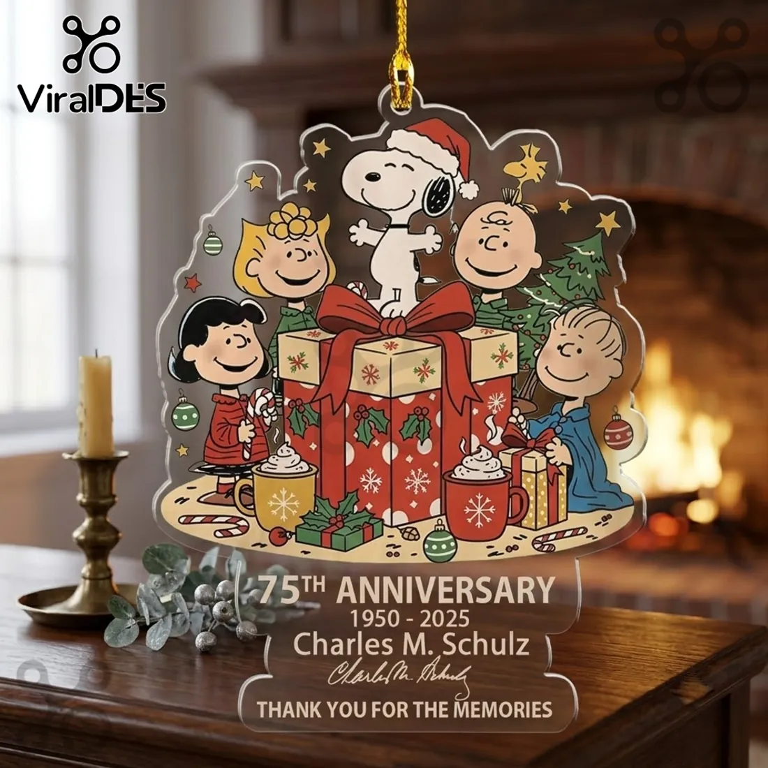 Peanuts Snoopy 75th Anniversary Christmas Acrylic Ornament Peanuts Snoopy 75th Anniversary Christmas Acrylic Ornament
