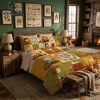 Pokemon Character Pikachu Eevee Quilt Bedding Set