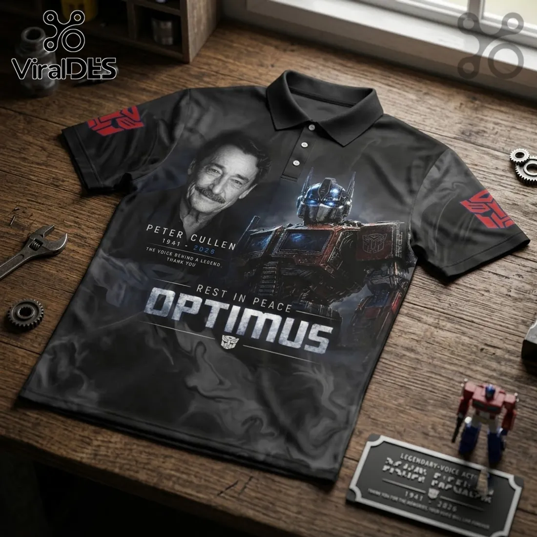 Peter Cullen Optimus Prime Black Tribute Polo Shirt Peter Cullen Optimus Prime Black Tribute Polo Shirt