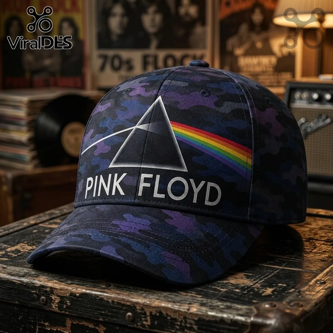 Pink Floyd Dark Side of the Moon Camo Baseball Cap Pink Floyd Dark Side of the Moon Camo Baseball Cap