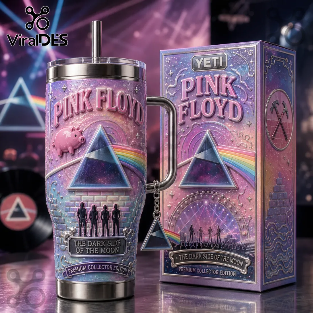 Pink Floyd Dark Side of the Moon Embossed 40oz Tumbler Pink Floyd Dark Side of the Moon Embossed 40oz Tumbler