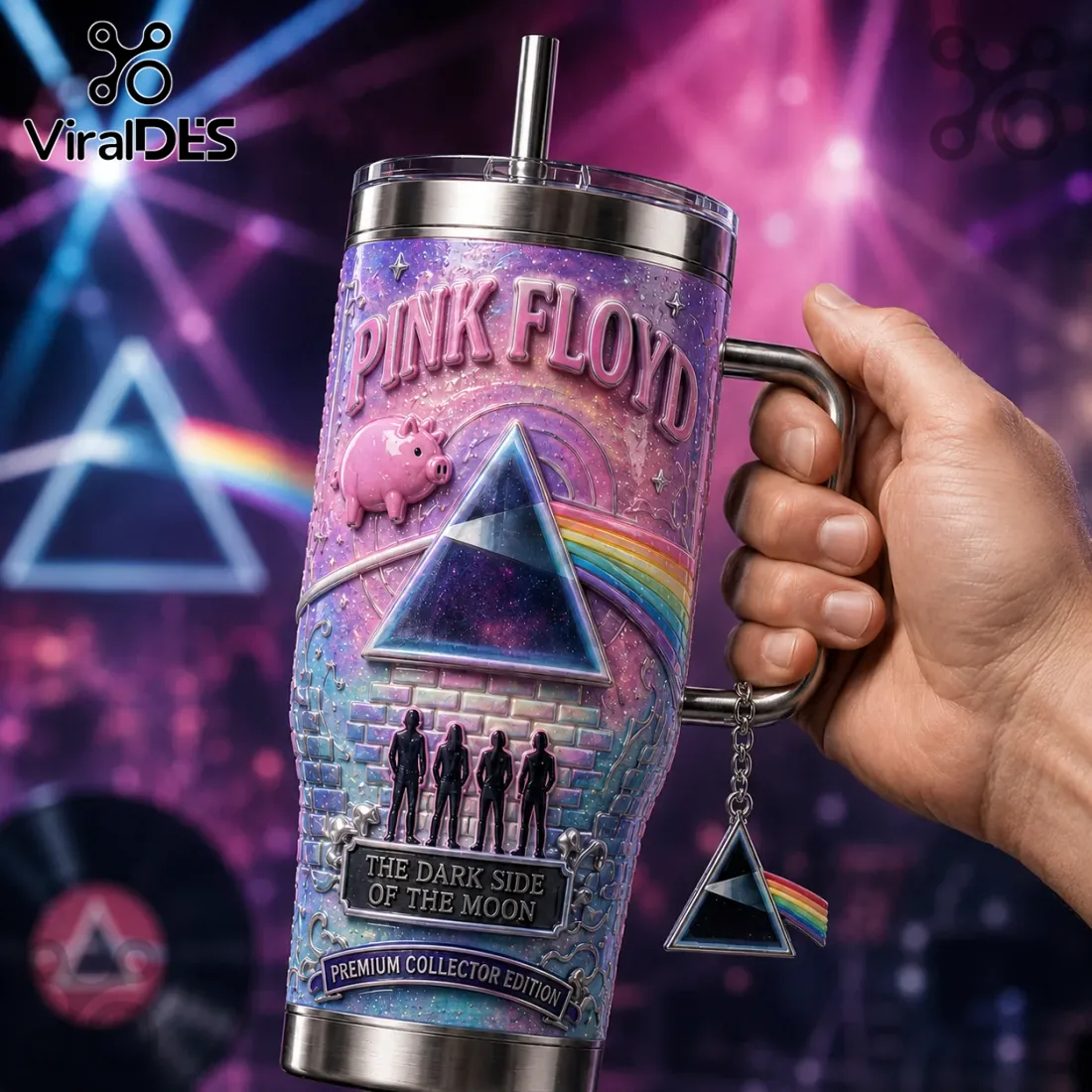 Pink Floyd Dark Side of the Moon Embossed 40oz Tumbler Pink Floyd Dark Side of the Moon Embossed 40oz Tumbler