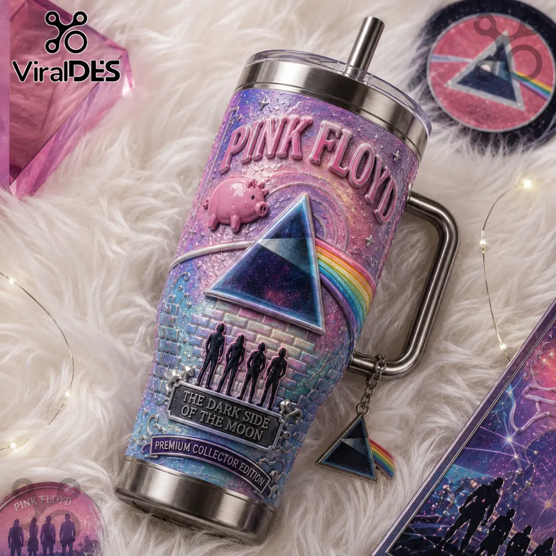 Pink Floyd Dark Side of the Moon Embossed 40oz Tumbler Pink Floyd Dark Side of the Moon Embossed 40oz Tumbler