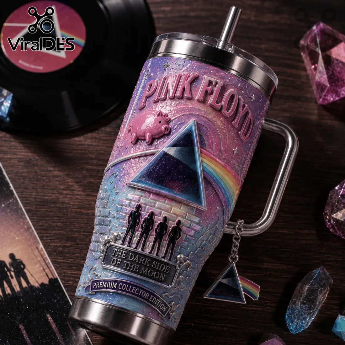 Pink Floyd Dark Side of the Moon Embossed 40oz Tumbler Pink Floyd Dark Side of the Moon Embossed 40oz Tumbler