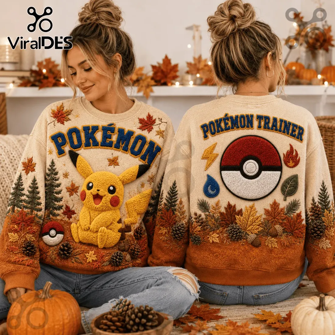 Pokemon Trainer Pikachu Autumn Knit Sweater Pokemon Trainer Pikachu Autumn Knit Sweater