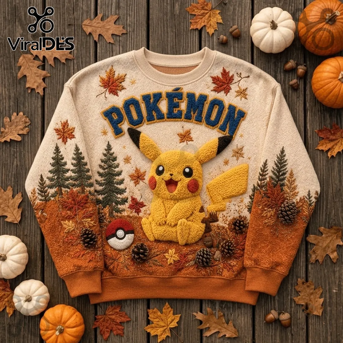 Pokemon Trainer Pikachu Autumn Knit Sweater Pokemon Trainer Pikachu Autumn Knit Sweater