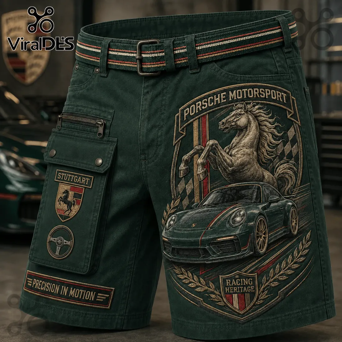Porsche Motorsport Embossed Cargo Casual Shorts Porsche Motorsport Embossed Cargo Casual Shorts