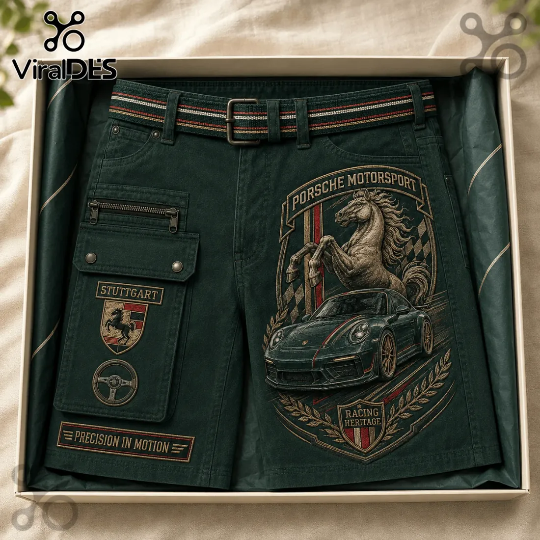 Porsche Motorsport Embossed Cargo Casual Shorts Porsche Motorsport Embossed Cargo Casual Shorts