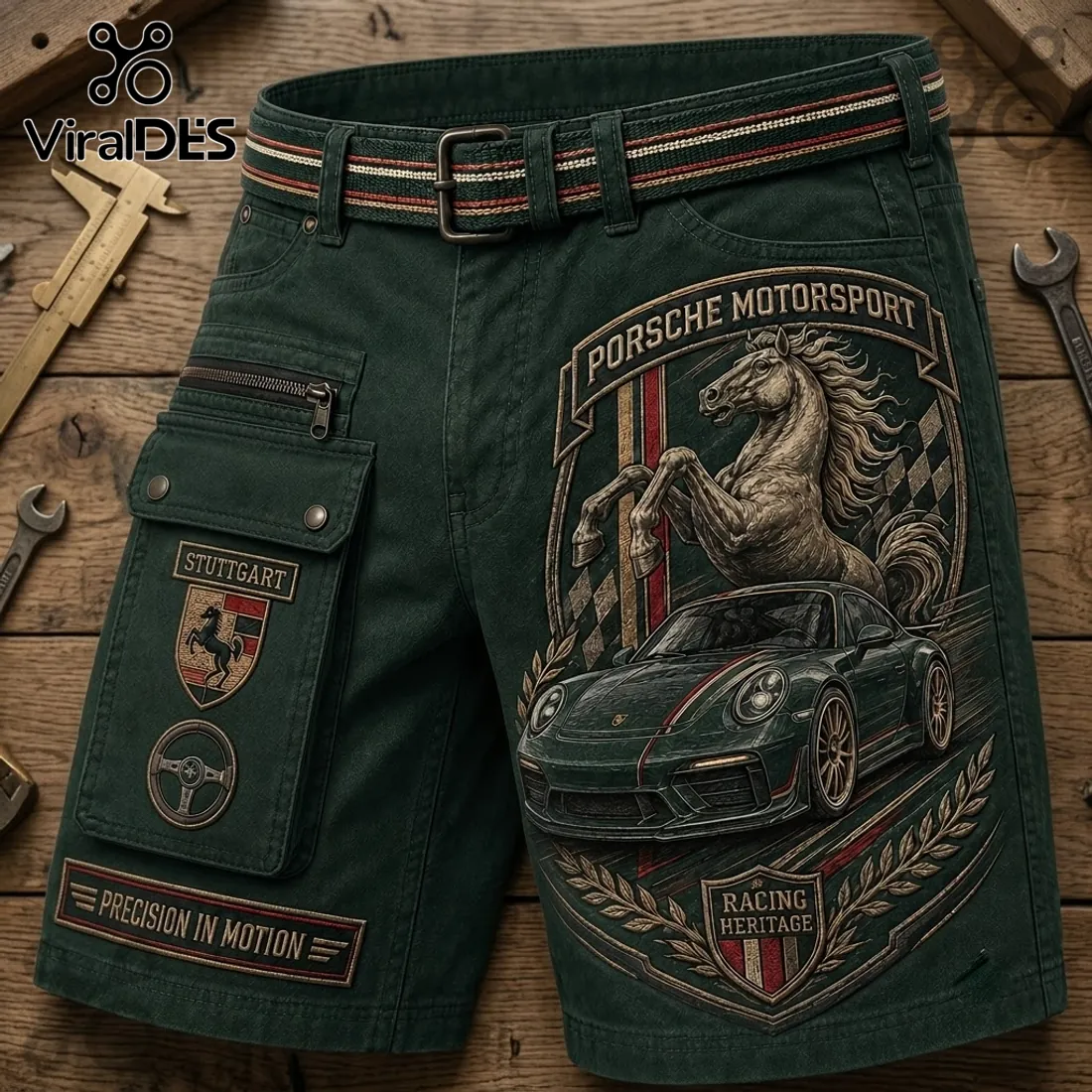 Porsche Motorsport Embossed Cargo Casual Shorts Porsche Motorsport Embossed Cargo Casual Shorts