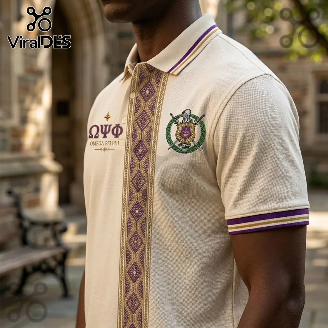 Premium Omega Psi Phi Cream Polo Shirt Premium Omega Psi Phi Cream Polo Shirt