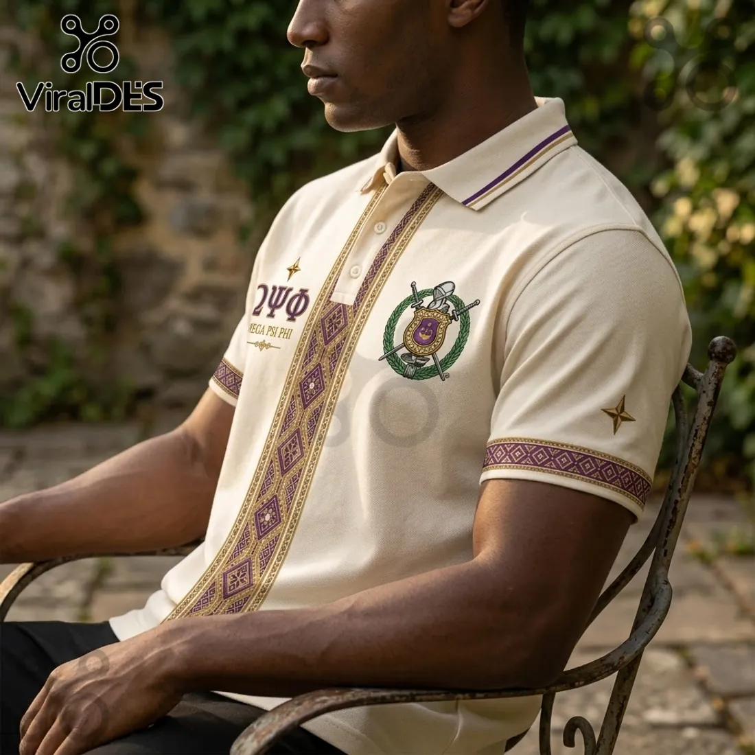 Premium Omega Psi Phi Cream Polo Shirt Premium Omega Psi Phi Cream Polo Shirt