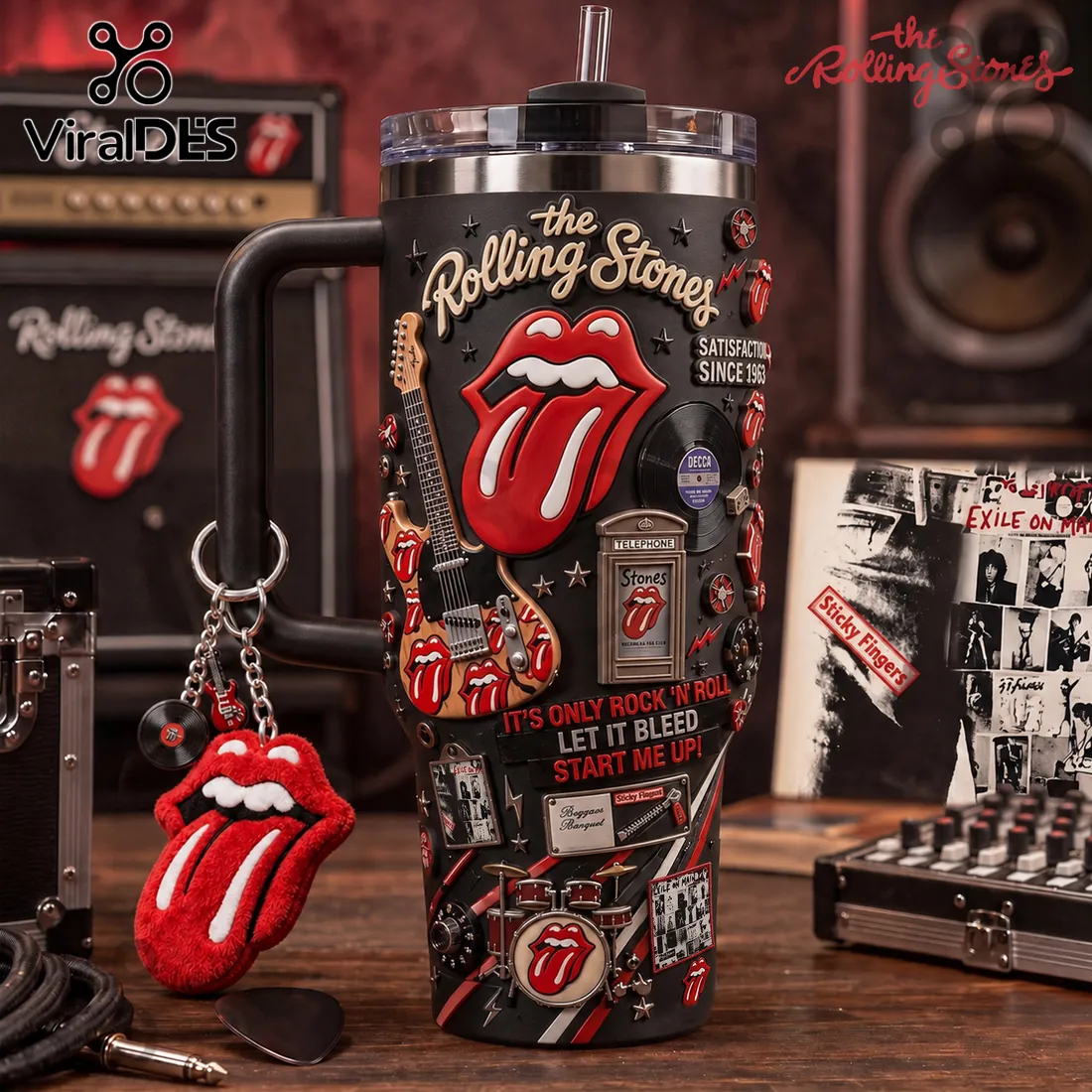 Premium The Rolling Stones 40oz Stanley Tumbler Premium The Rolling Stones 40oz Stanley Tumbler