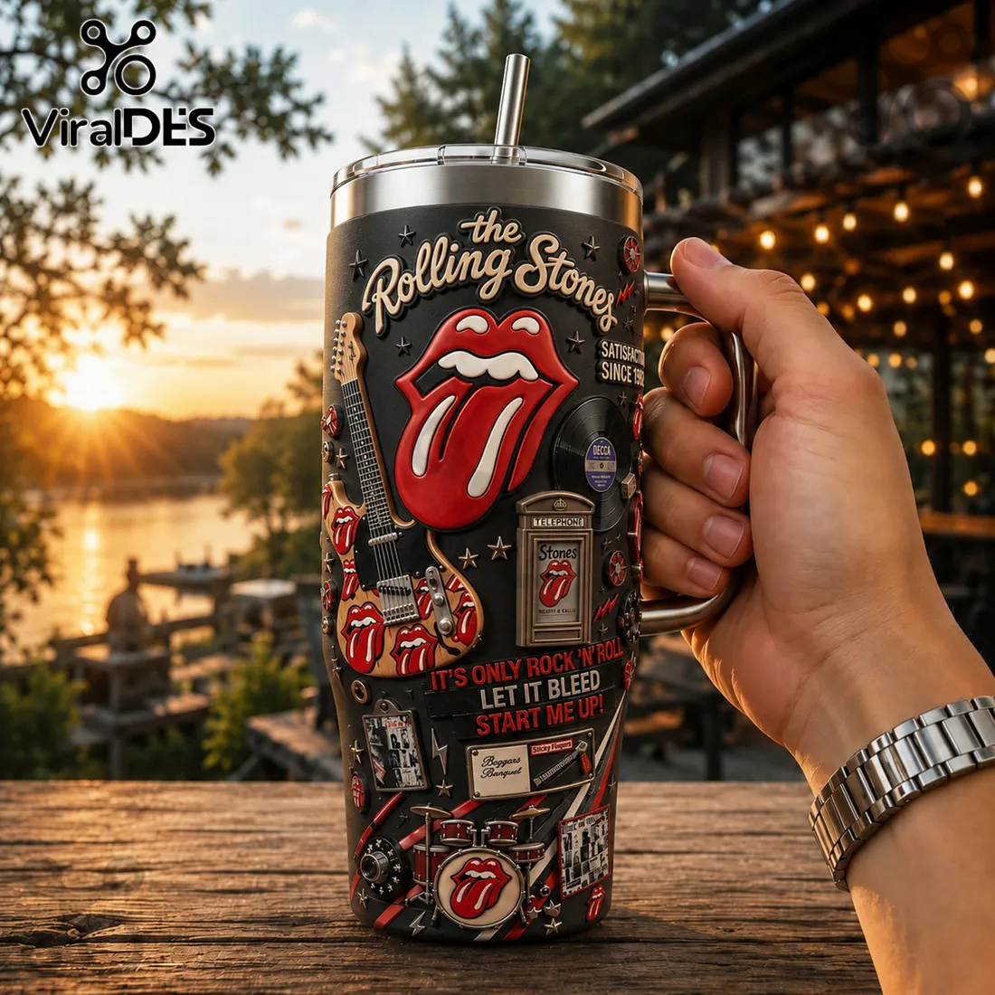 Premium The Rolling Stones 40oz Stanley Tumbler Premium The Rolling Stones 40oz Stanley Tumbler