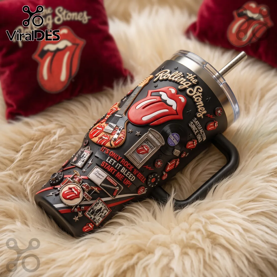 Premium The Rolling Stones 40oz Stanley Tumbler Premium The Rolling Stones 40oz Stanley Tumbler