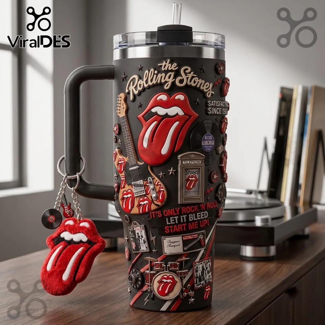Premium The Rolling Stones 40oz Stanley Tumbler Premium The Rolling Stones 40oz Stanley Tumbler