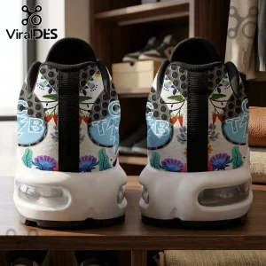 Elvis Presley Lightweight Casual Air Max Plus sneakers showing rear view with floral patterns and TCB lightning bolt icons.