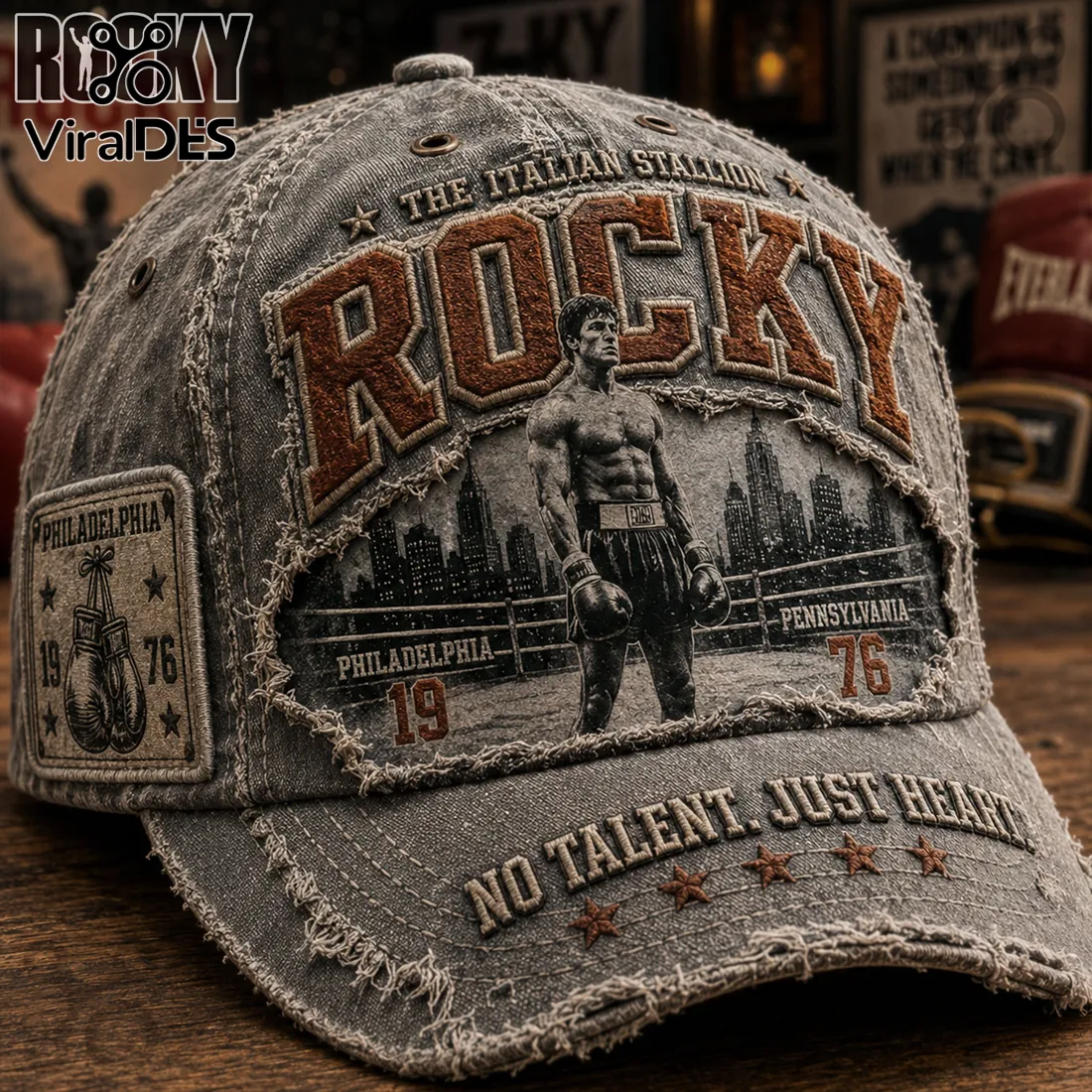 Rocky Balboa The Italian Stallion Distressed Baseball Cap Rocky Balboa The Italian Stallion Distressed Baseball Cap