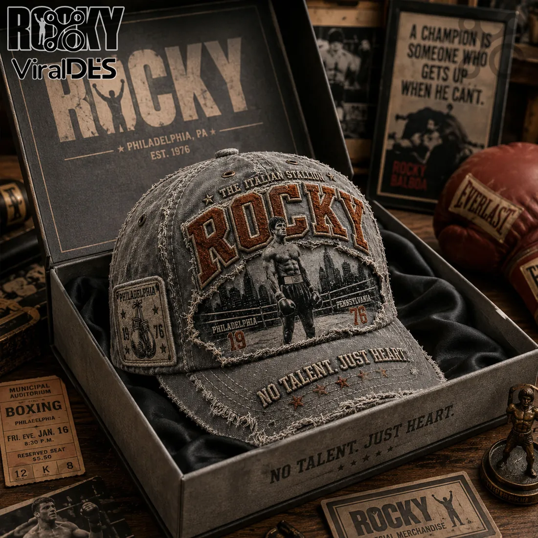 Rocky Balboa The Italian Stallion Distressed Baseball Cap Rocky Balboa The Italian Stallion Distressed Baseball Cap