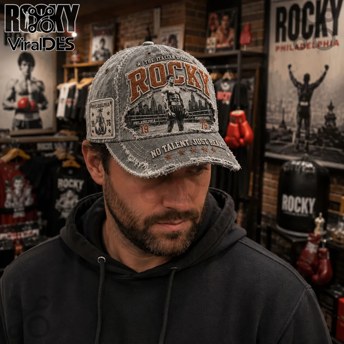 Rocky Balboa The Italian Stallion Distressed Baseball Cap Rocky Balboa The Italian Stallion Distressed Baseball Cap