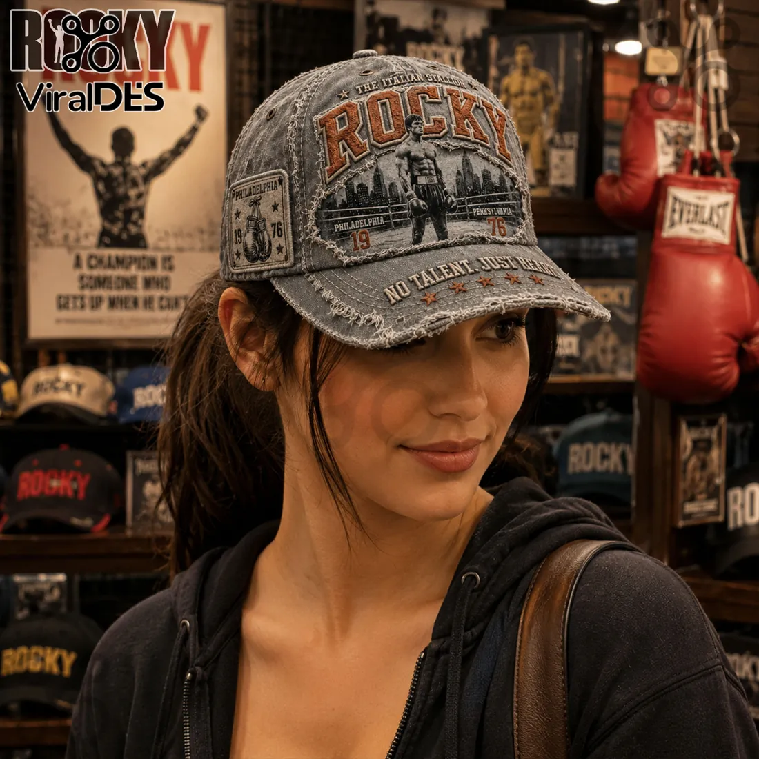 Rocky Balboa The Italian Stallion Distressed Baseball Cap Rocky Balboa The Italian Stallion Distressed Baseball Cap