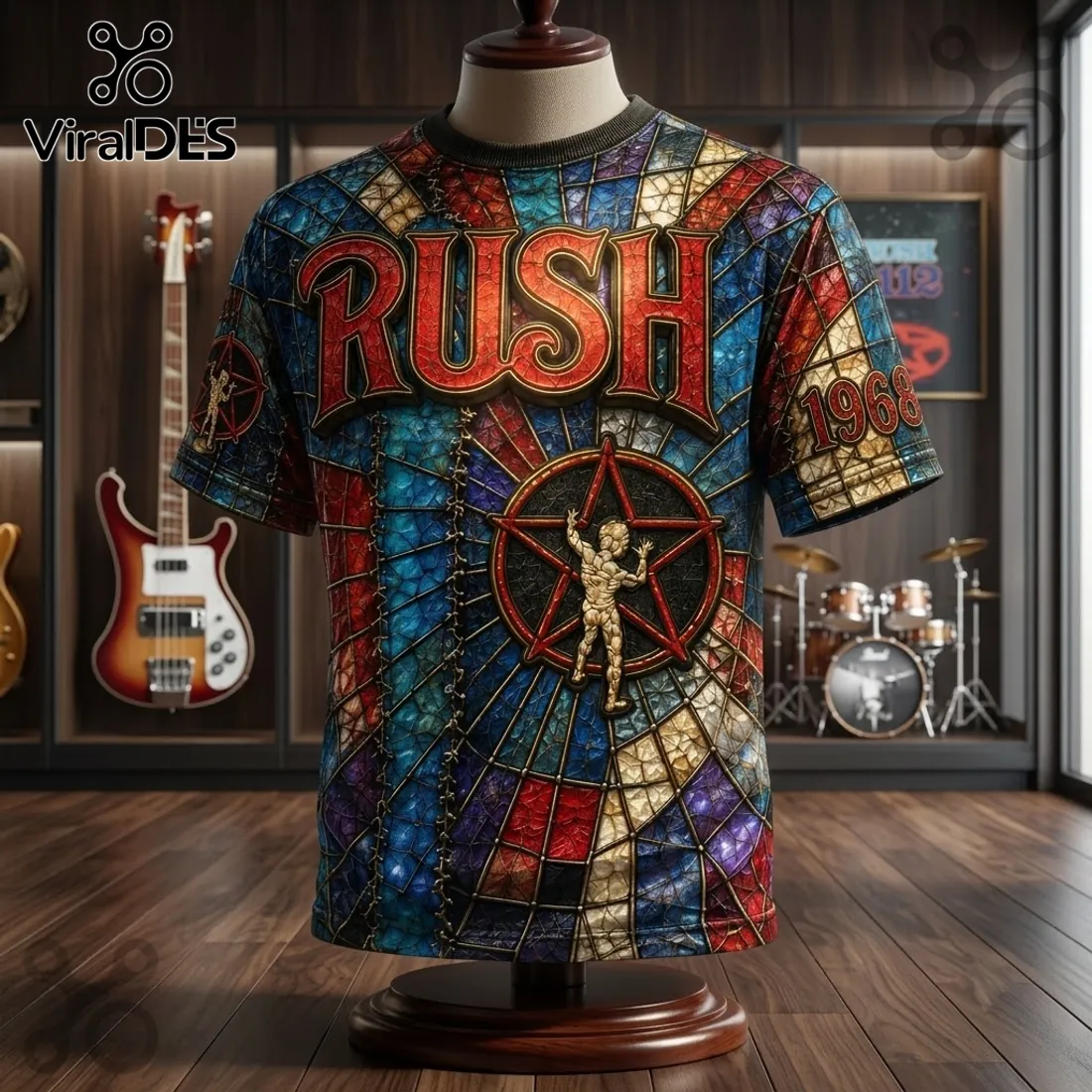 Rush Stained Glass Starman T-Shirt Rush Stained Glass Starman T-Shirt