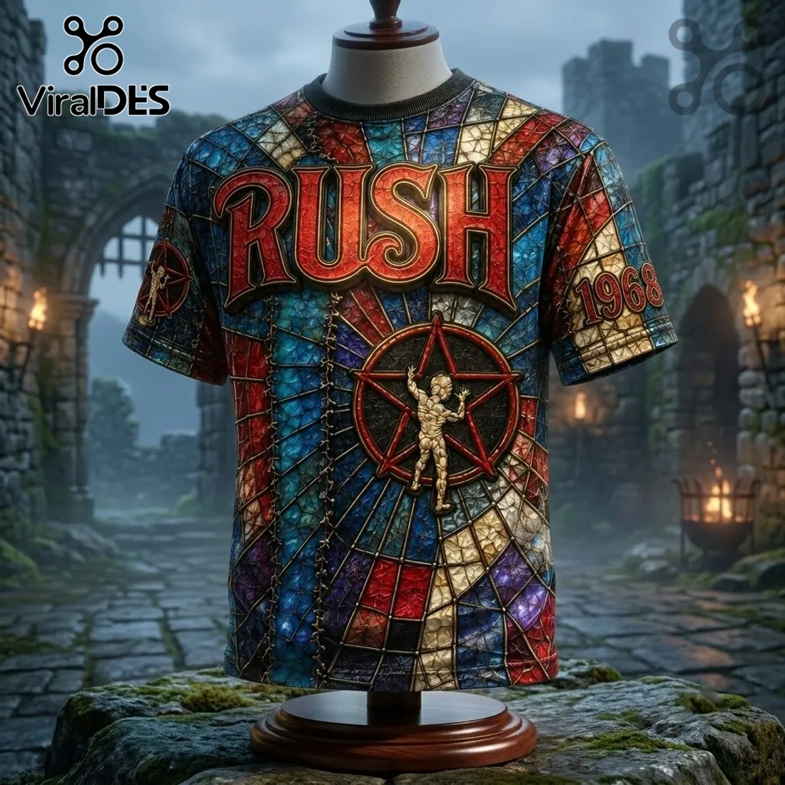 Rush Stained Glass Starman T-Shirt Rush Stained Glass Starman T-Shirt
