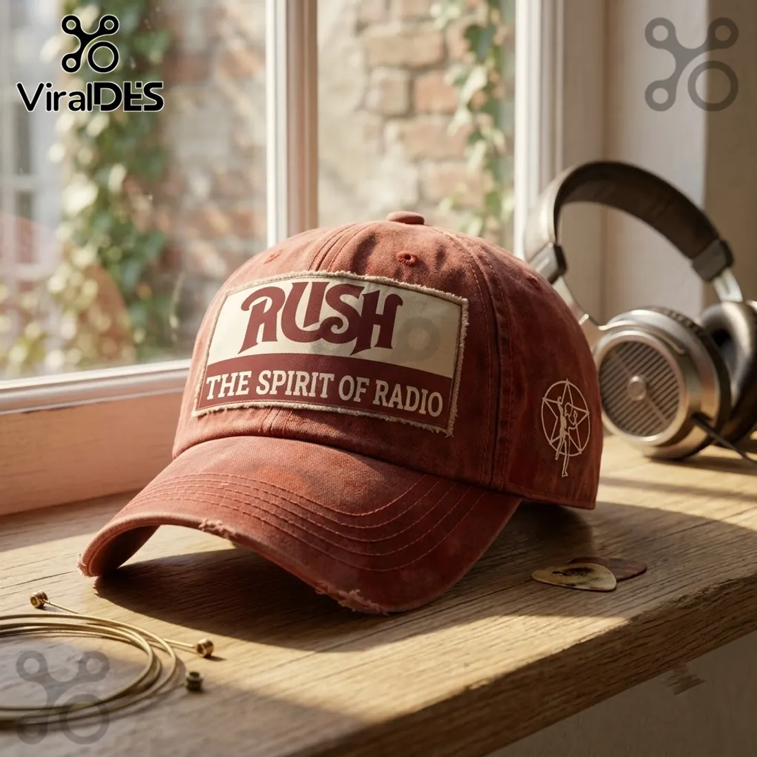 Rush The Spirit of Radio Red Distressed Baseball Cap Rush The Spirit of Radio Red Distressed Baseball Cap