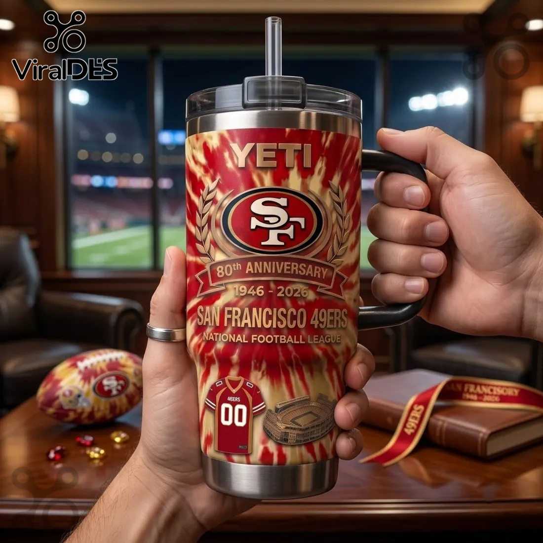 San Francisco 49ers 80th Anniversary YETI Tumbler 40oz San Francisco 49ers 80th Anniversary YETI Tumbler 40oz