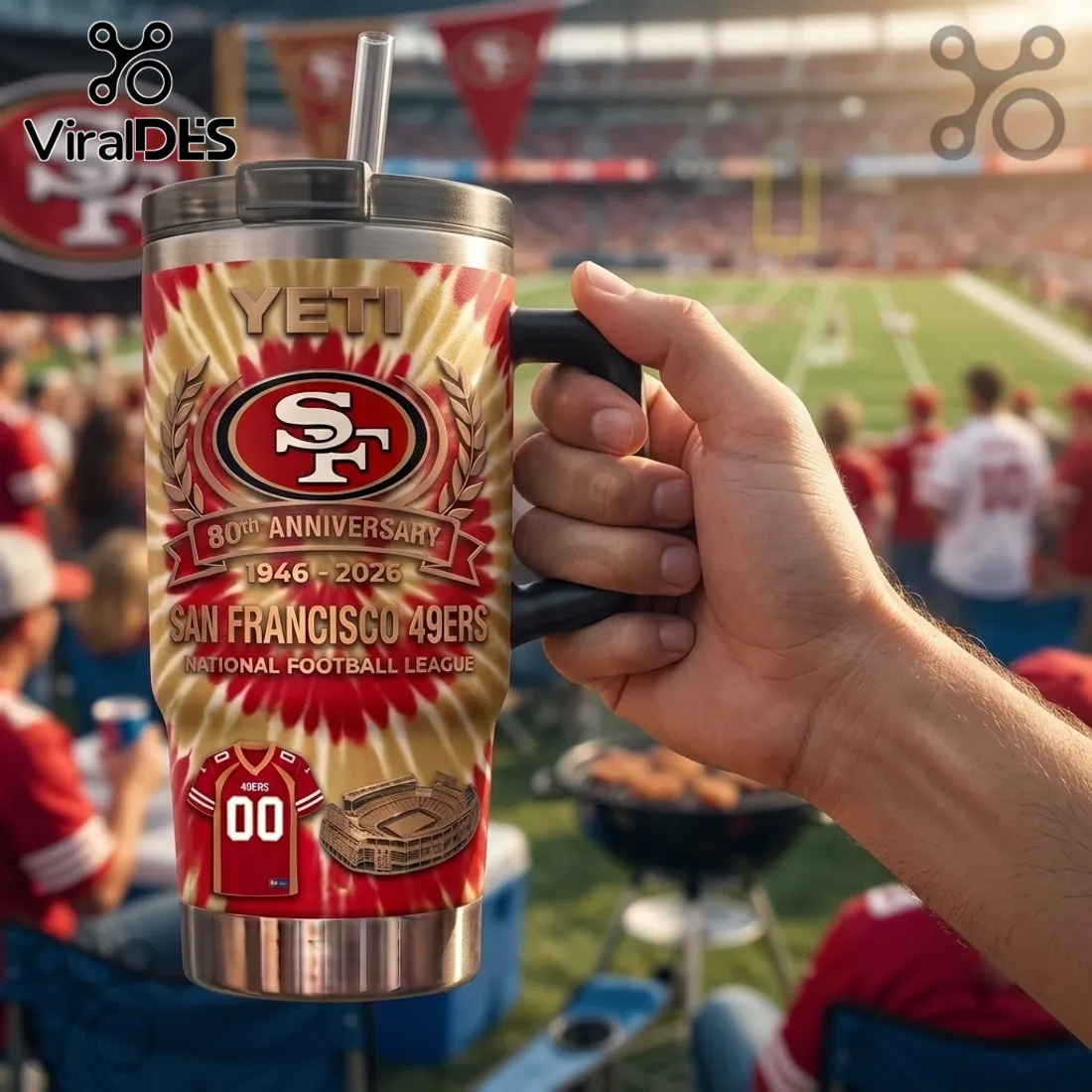San Francisco 49ers 80th Anniversary YETI Tumbler 40oz San Francisco 49ers 80th Anniversary YETI Tumbler 40oz