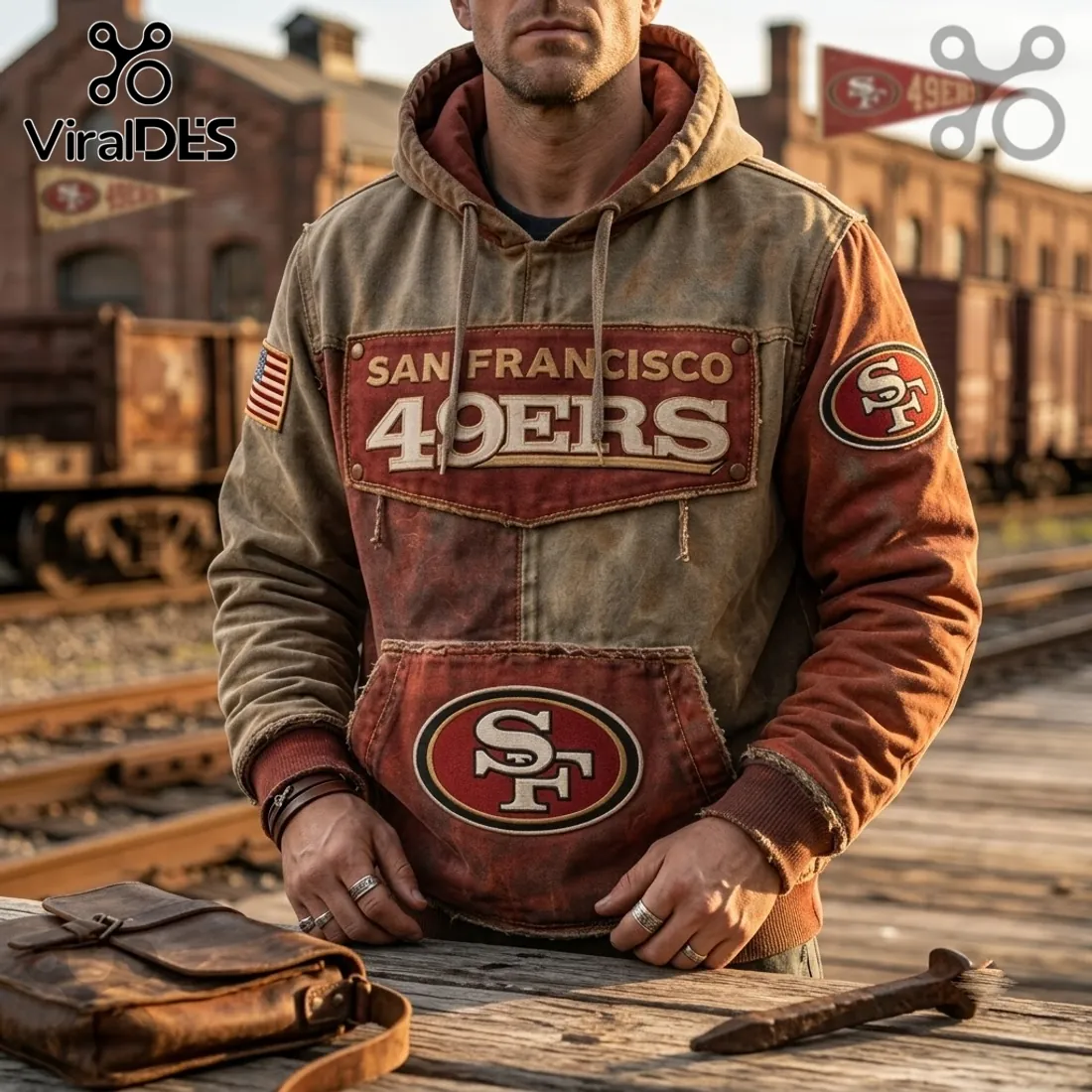 San Francisco 49ers Weathered Canvas Pullover Hoodie San Francisco 49ers Weathered Canvas Pullover Hoodie