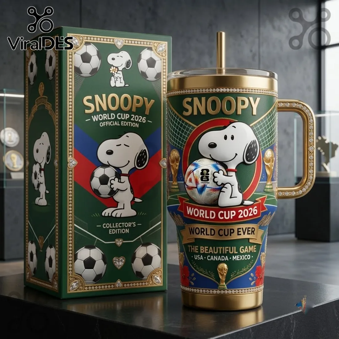 Snoopy FIFA World Cup 2026 Gold 40oz Tumbler Snoopy FIFA World Cup 2026 Gold 40oz Tumbler
