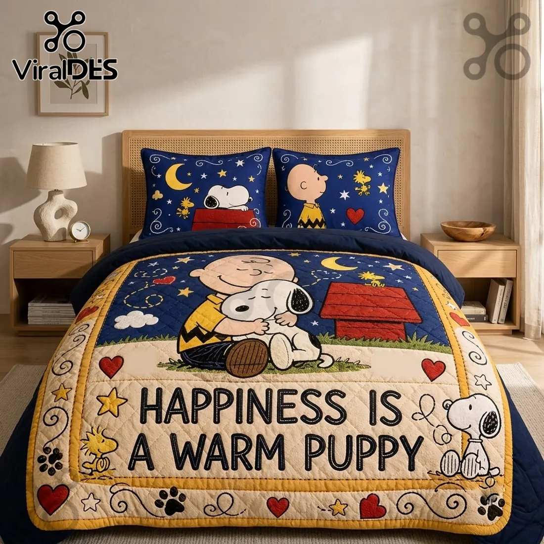 Snoopy Happiness Is A Warm Puppy Bedspread Quilt Set Snoopy Happiness Is A Warm Puppy Bedspread Quilt Set