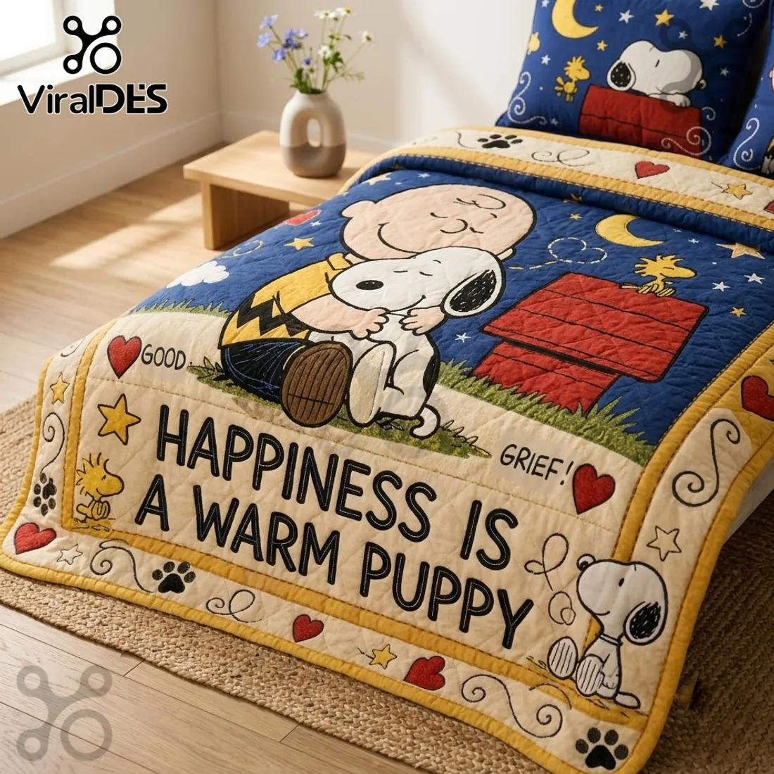Snoopy Happiness Is A Warm Puppy Bedspread Quilt Set Snoopy Happiness Is A Warm Puppy Bedspread Quilt Set