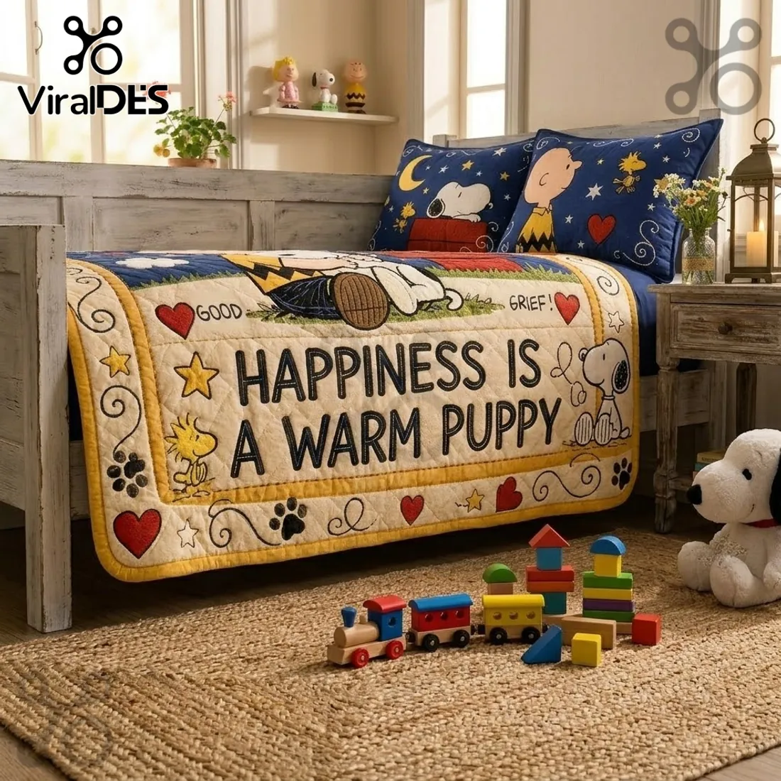 Snoopy Happiness Is A Warm Puppy Bedspread Quilt Set Snoopy Happiness Is A Warm Puppy Bedspread Quilt Set