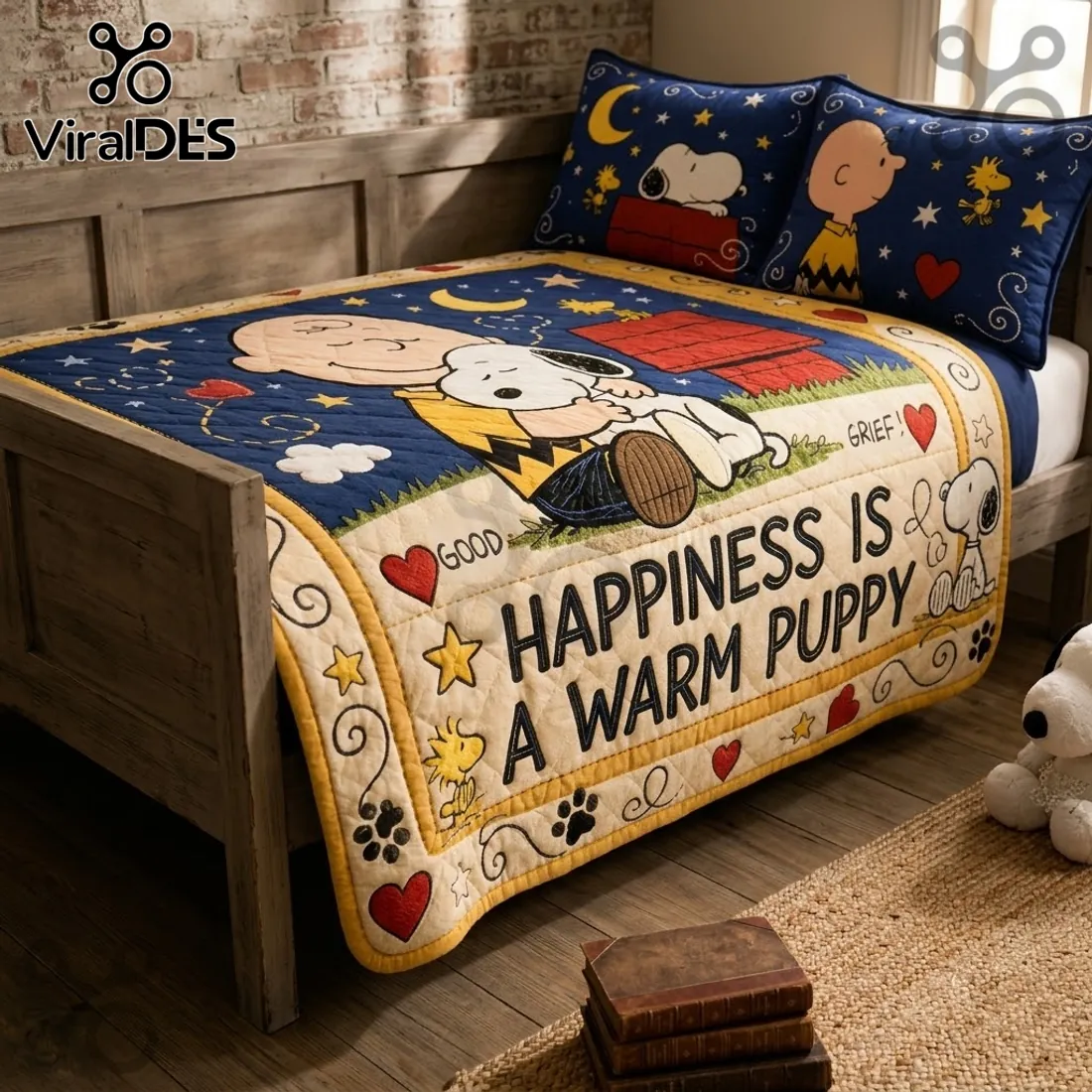 Snoopy Happiness Is A Warm Puppy Bedspread Quilt Set Snoopy Happiness Is A Warm Puppy Bedspread Quilt Set