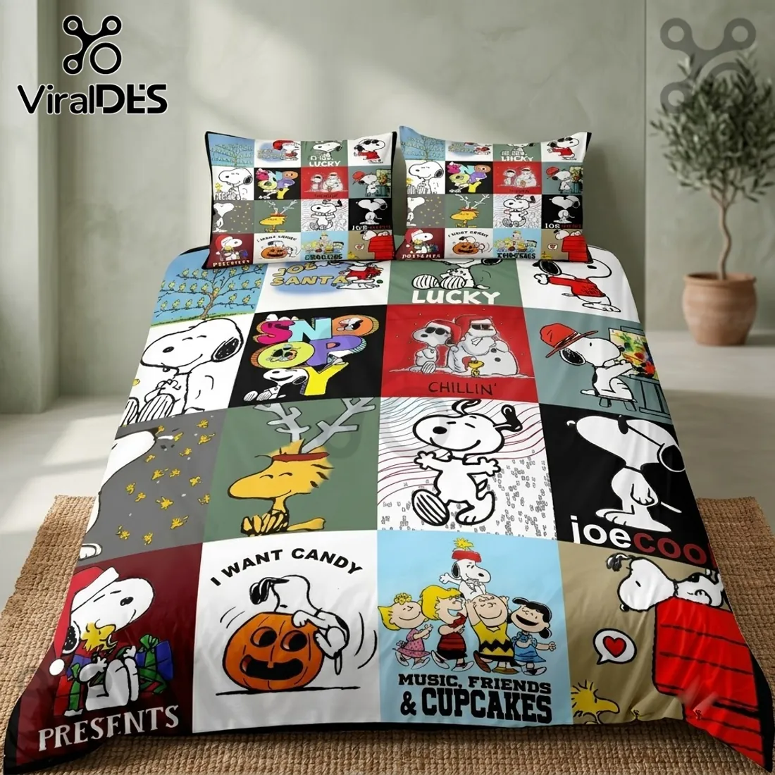 Snoopy Multi Character Pattern Bedding Set Snoopy Multi Character Pattern Bedding Set