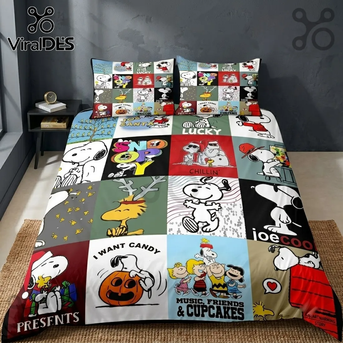 Snoopy Multi Character Pattern Bedding Set Snoopy Multi Character Pattern Bedding Set