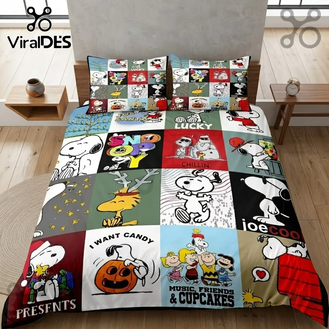 Snoopy Multi Character Pattern Bedding Set Snoopy Multi Character Pattern Bedding Set