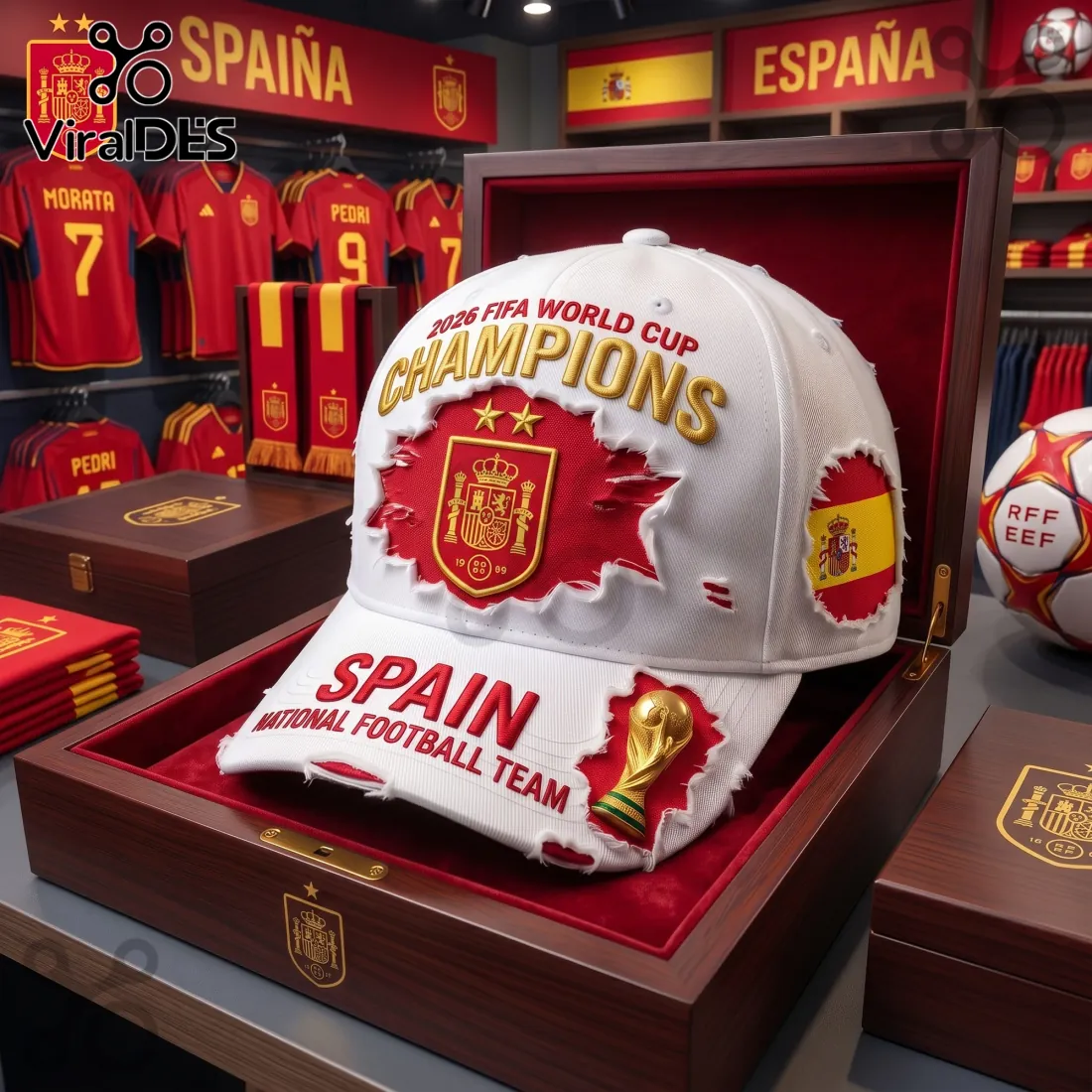 Spain 2026 World Cup Champions Distressed Baseball Cap Spain 2026 World Cup Champions Distressed Baseball Cap
