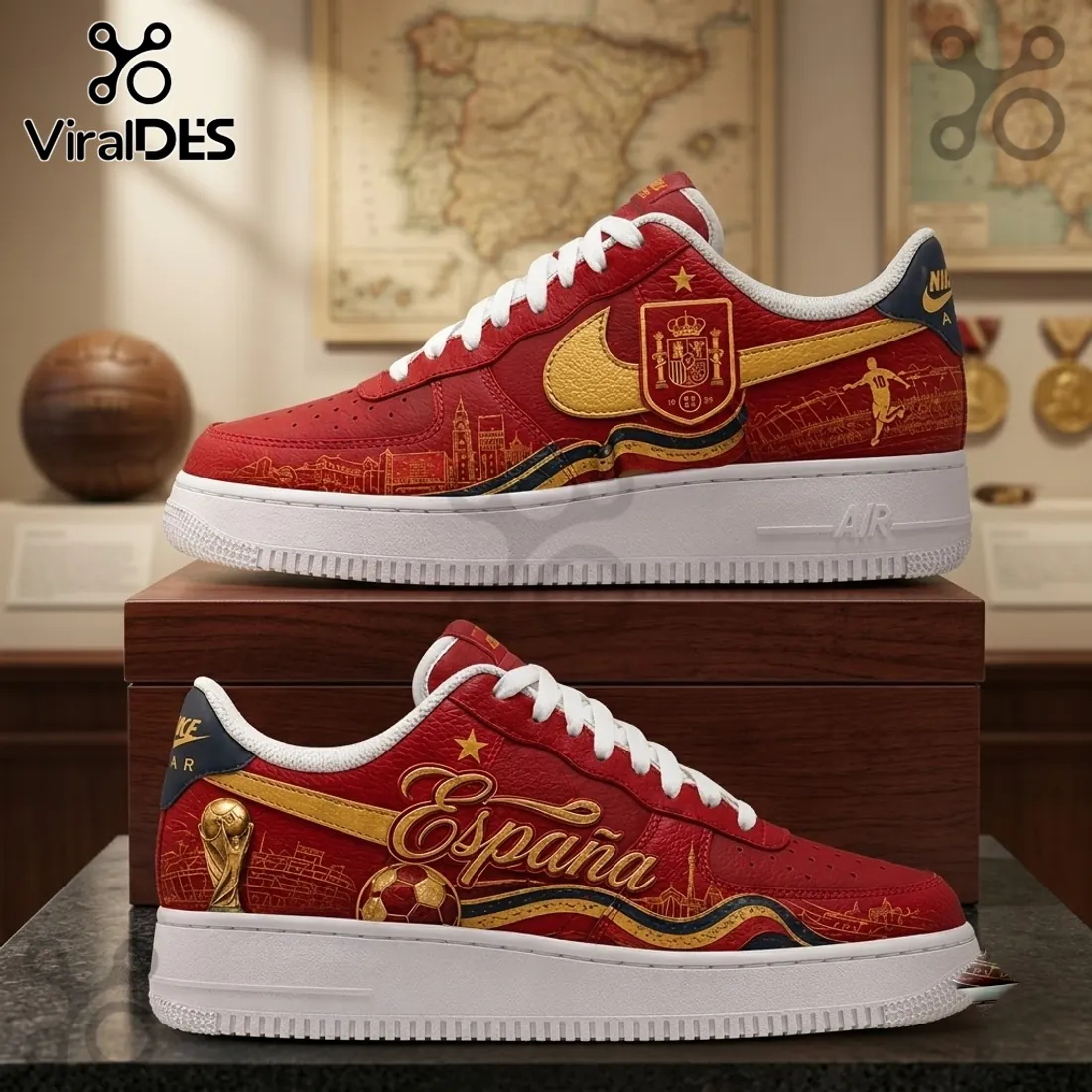 Spain National Football Team Custom AF1 Sneakers Spain National Football Team Custom AF1 Sneakers