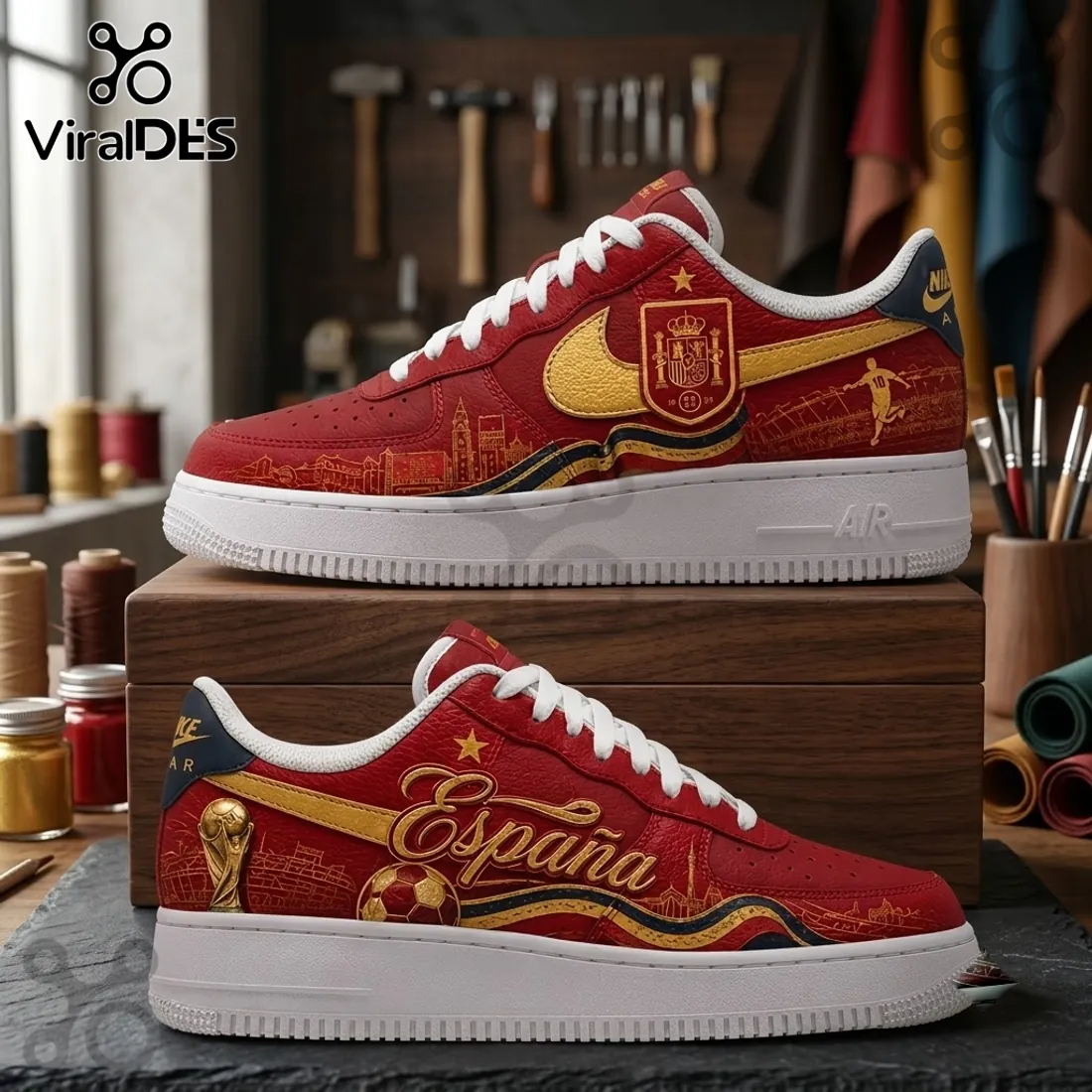 Spain National Football Team Custom AF1 Sneakers Spain National Football Team Custom AF1 Sneakers