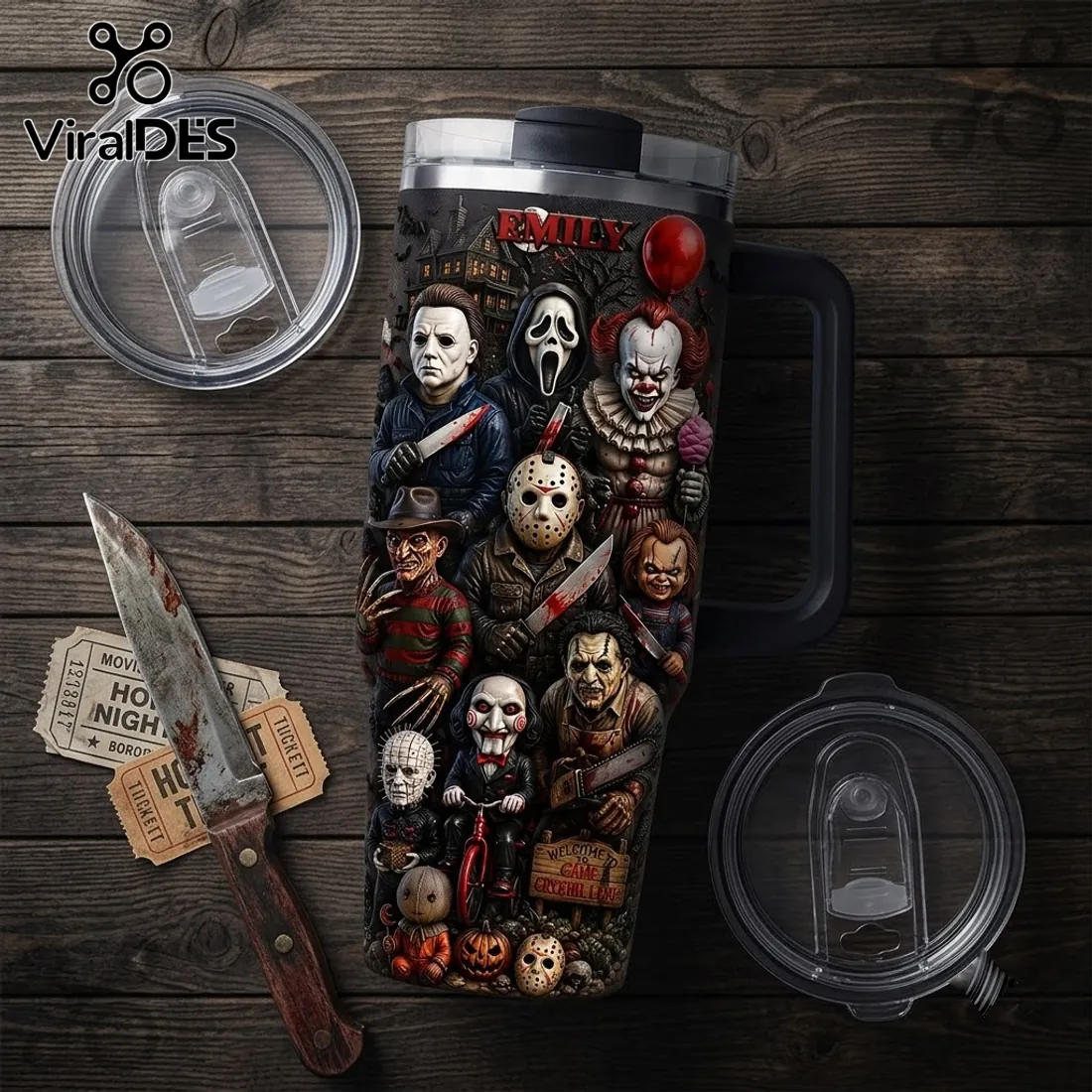 Spooky Horror Villains Halloween 2026 Tumbler 40oz Spooky Horror Villains Halloween 2026 Tumbler 40oz
