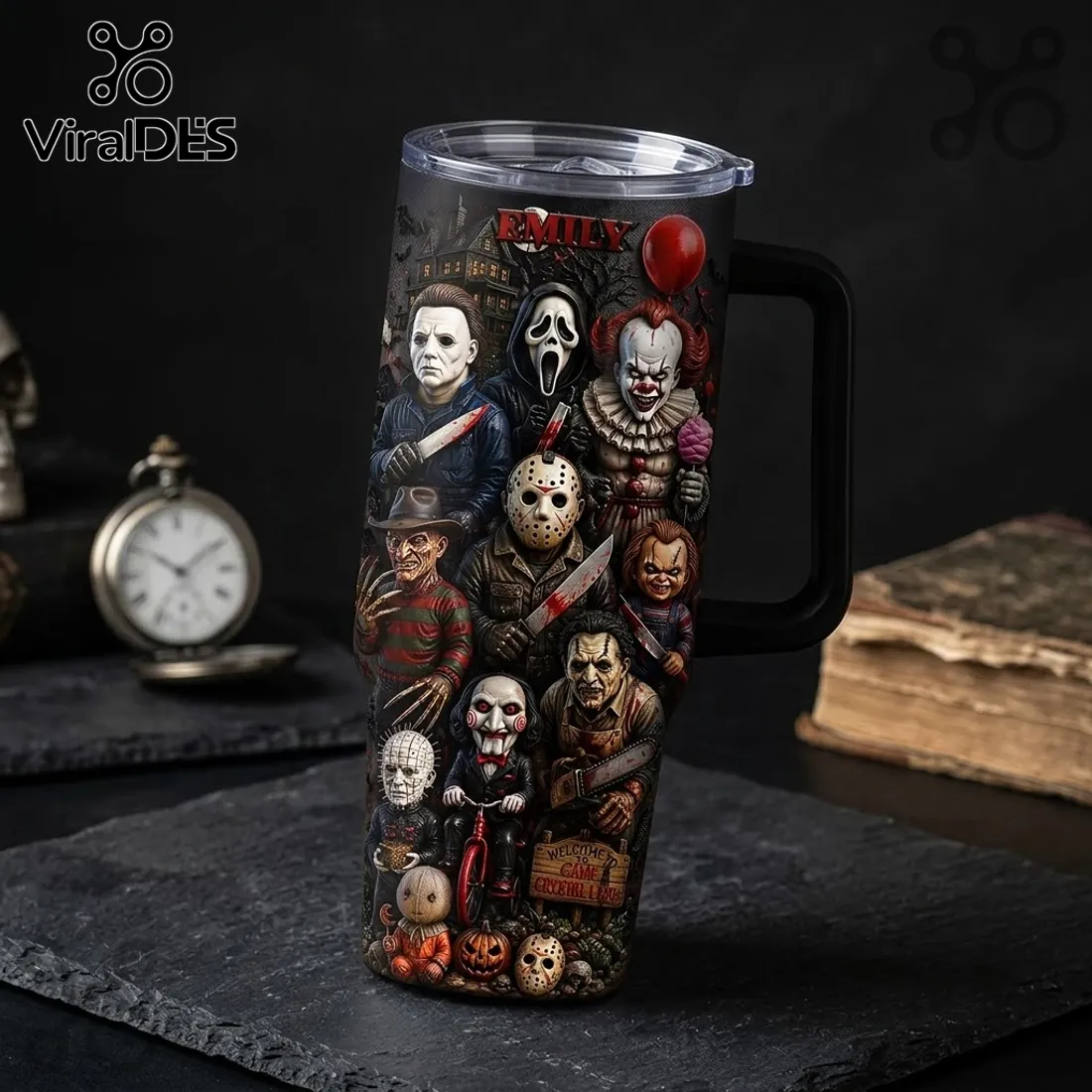 Spooky Horror Villains Halloween 2026 Tumbler 40oz Spooky Horror Villains Halloween 2026 Tumbler 40oz