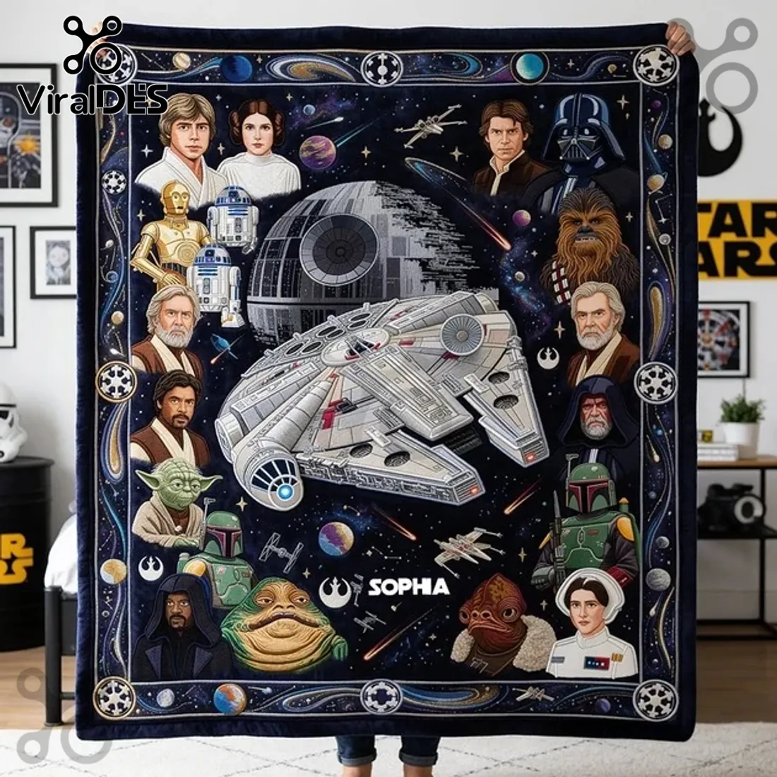 Star Wars Personalized Custom Name Soft Fleece Blanket Star Wars Personalized Custom Name Soft Fleece Blanket