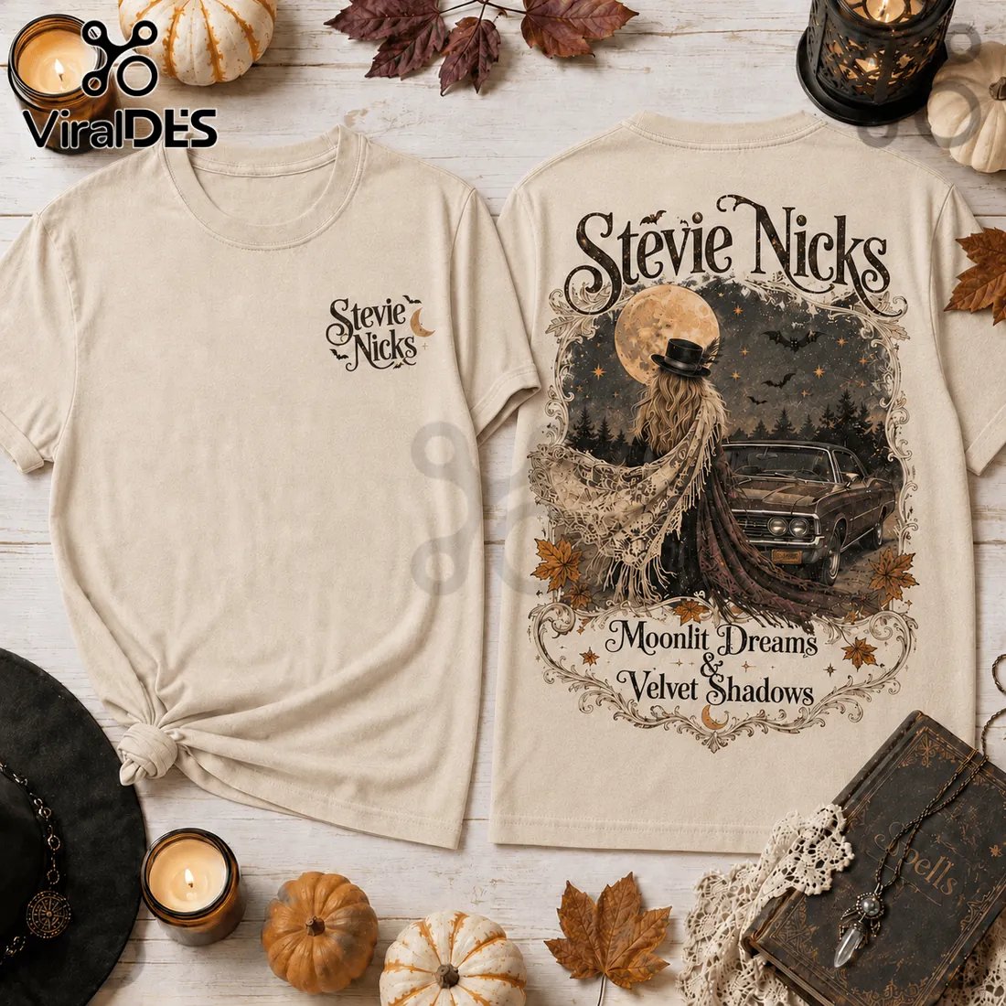 Stevie Nicks Velvet Shadows Beige T-Shirt Stevie Nicks Velvet Shadows Beige T-Shirt