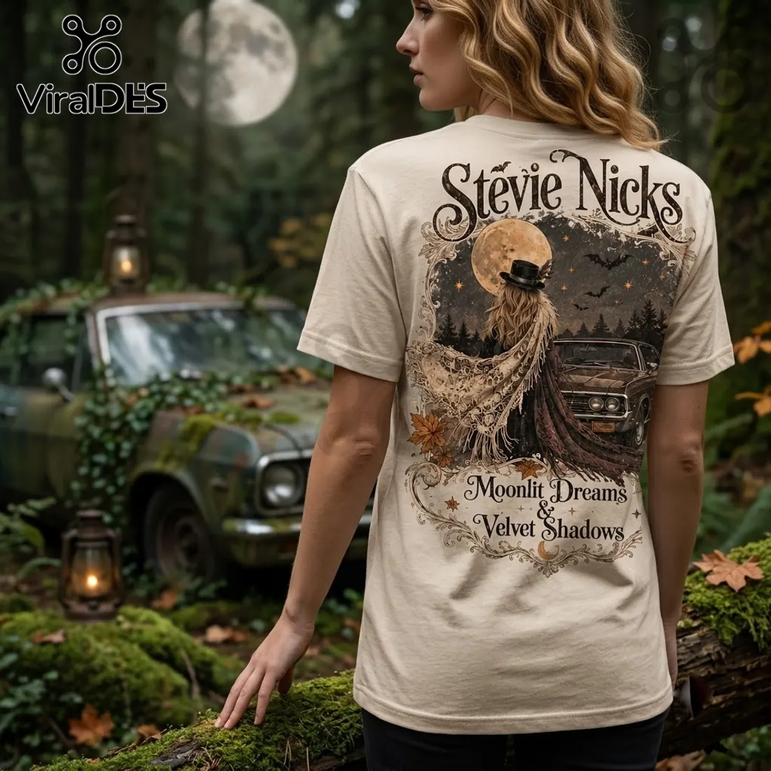 Stevie Nicks Velvet Shadows Beige T-Shirt Stevie Nicks Velvet Shadows Beige T-Shirt