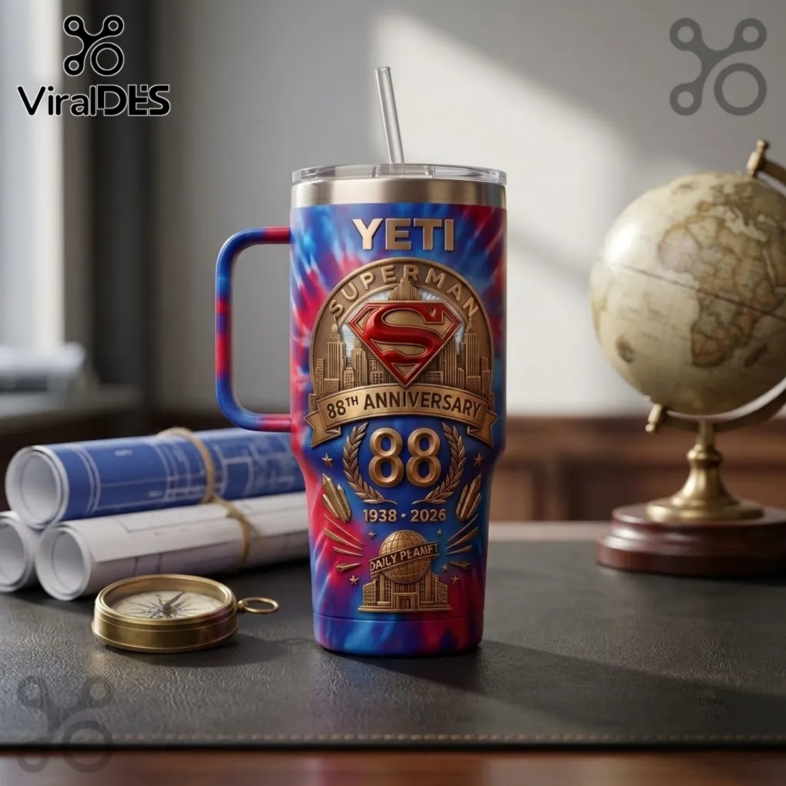 Superman 88th Anniversary Tie Dye 40oz Tumbler Superman 88th Anniversary Tie Dye 40oz Tumbler