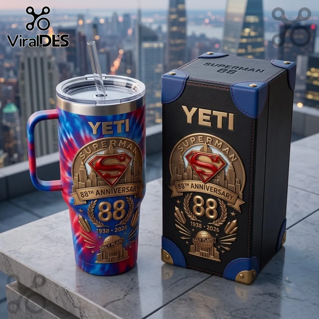 Superman 88th Anniversary Tie Dye 40oz Tumbler Superman 88th Anniversary Tie Dye 40oz Tumbler
