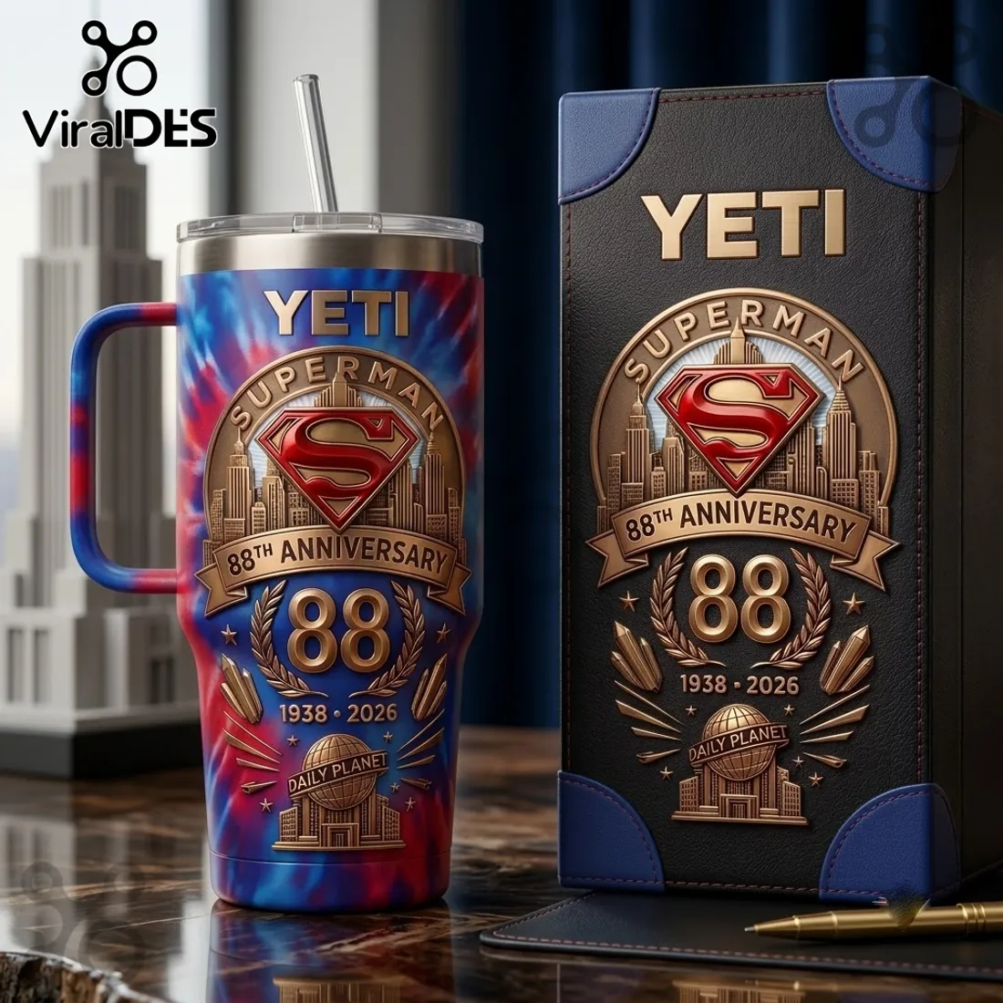 Superman 88th Anniversary Tie Dye 40oz Tumbler Superman 88th Anniversary Tie Dye 40oz Tumbler